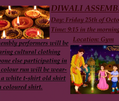 Diwali celebrations - Assembly 9.15am